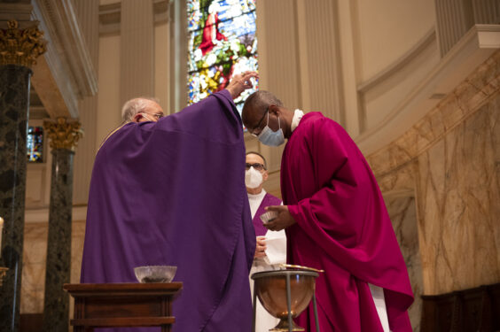 Ash Wednesday Mass celebrated by Bishop Nicholas DiMarzio at St. James Cathedral, Downtown Brooklyn, Feb. 17, 2021. 