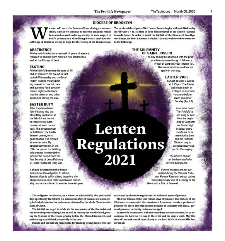 Lenten Regulations 2021 - The Tablet